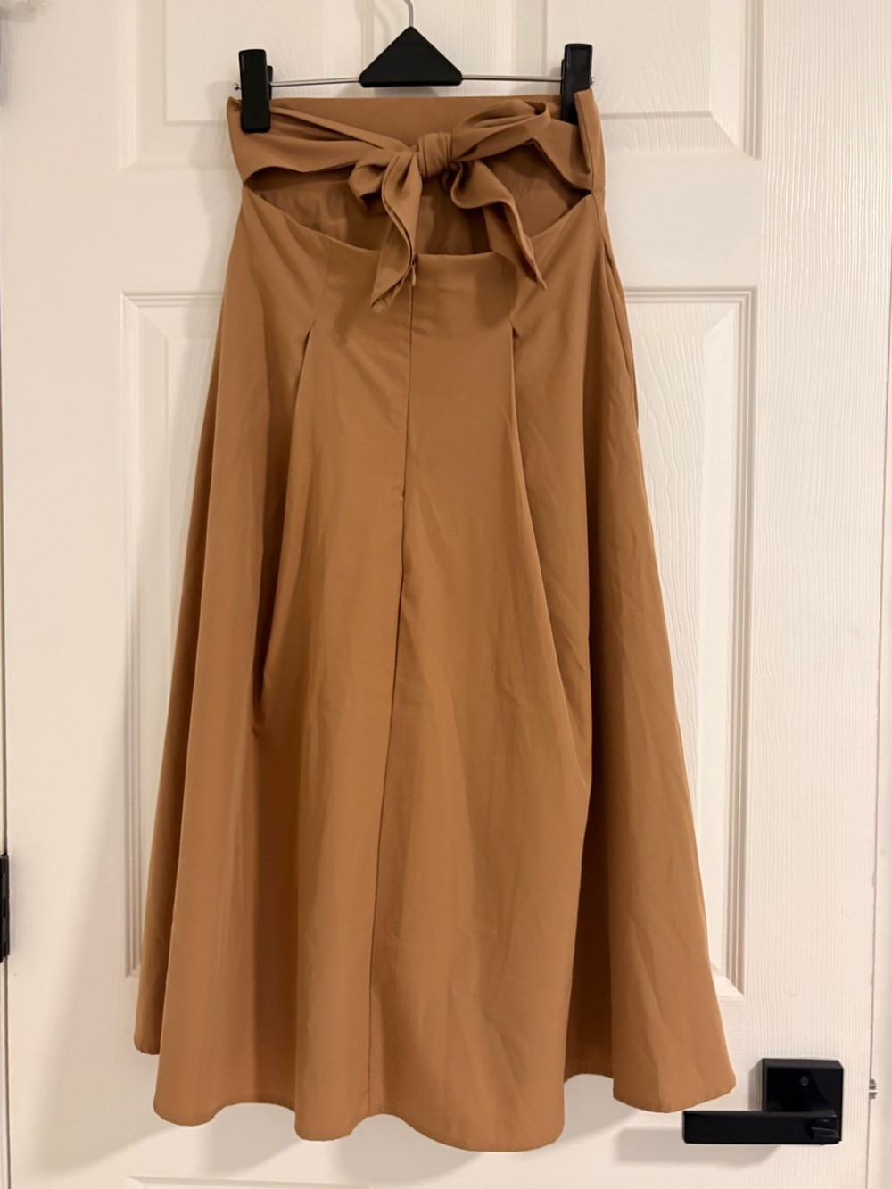 SHEIN Camel Tie-Waist A-Line Midi Skirt